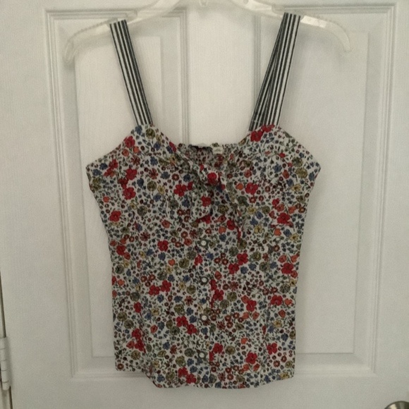Anthropologie Postmark Floral Button-Down Corset Top w/ Striped Straps S NEW - Picture 1 of 10
